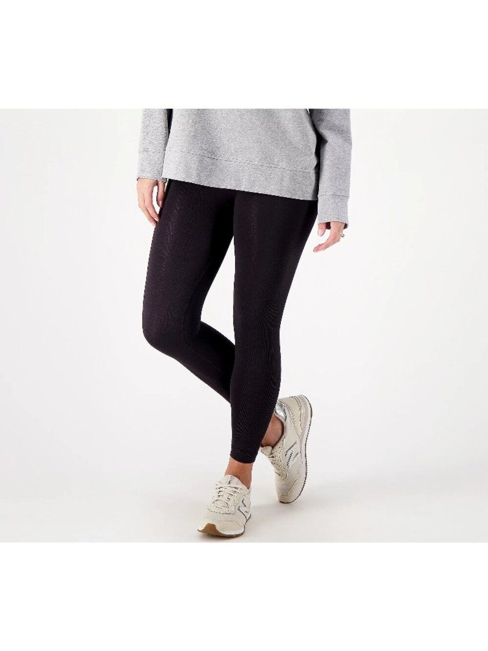 AnyBody Leggings Medium Intimates Jacquard Panel Black Yoga Wear Athleisure NEW